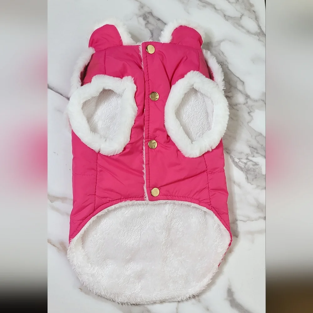 JoyDaog NWOT Pink Shawl Design Fleece Lined Winter Dog/Pet Jacket Size Large HP